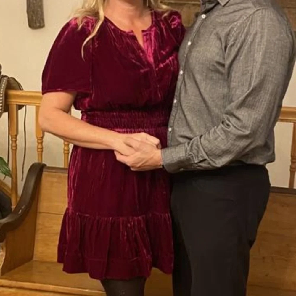 Anthropologie Somerset: Velvet Edition Plus Mini Dress in Magenta - Picture 4 of 12